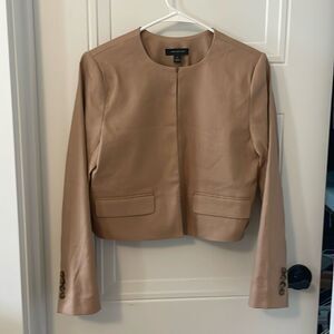 Ann Taylor Cropped Crew Neck Jacket in Linen Twill